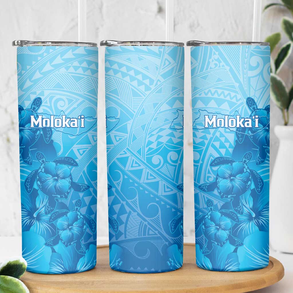 Aloha Hawaii Molokai Island Skinny Tumbler Hibiscus Tribal Honu Hawaiian Tattoo