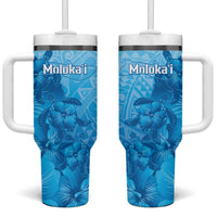 Aloha Hawaii Molokai Island Tumbler With Handle Hibiscus Tribal Honu Hawaiian Tattoo