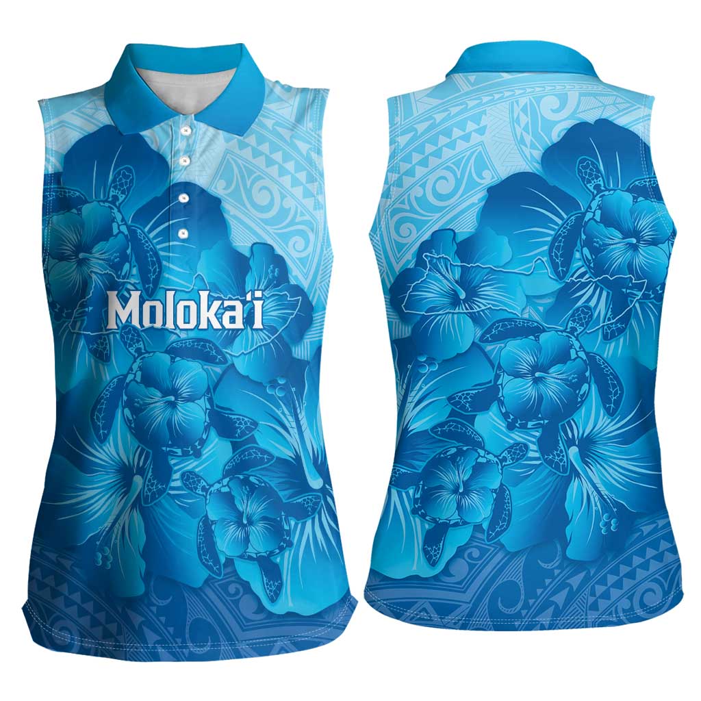 Aloha Hawaii Molokai Island Women Sleeveless Polo Shirt Hibiscus Tribal Honu Hawaiian Tattoo