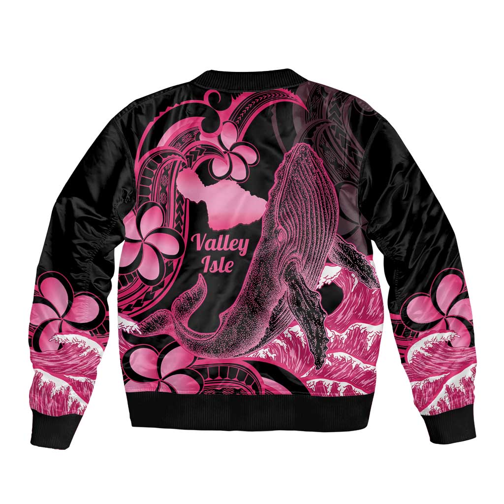 Aloha Hawaii Maui Bomber Jacket Valley Isle Humpback Whale Black LT14 - Polynesian Pride