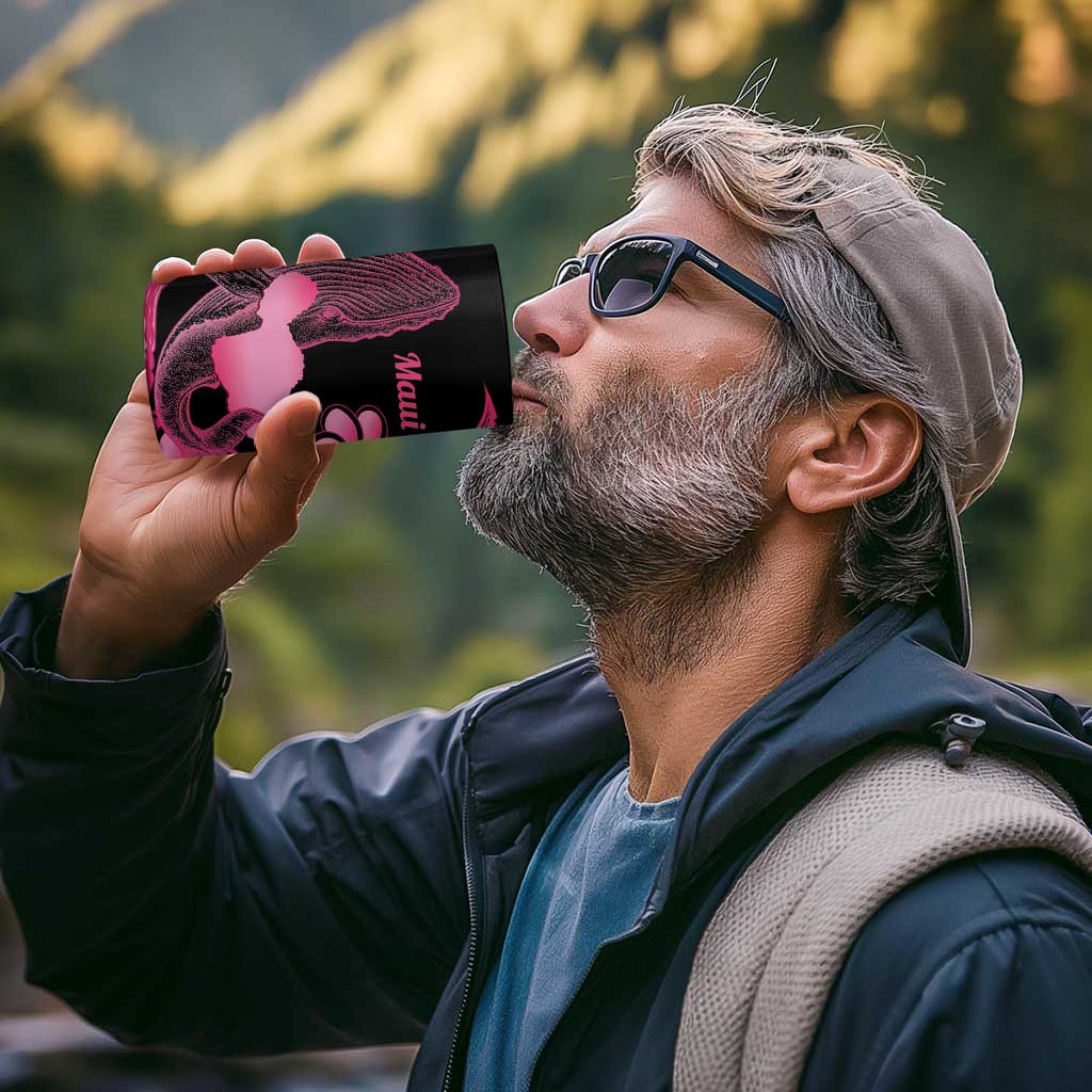 Aloha Hawaii Maui 4 in 1 Can Cooler Tumbler Valley Isle Humpback Whale Black