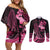 Aloha Hawaii Maui Couples Matching Off Shoulder Short Dress and Long Sleeve Button Shirt Valley Isle Humpback Whale Black