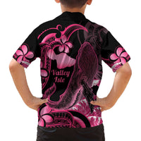 Aloha Hawaii Maui Family Matching Off The Shoulder Long Sleeve Dress and Hawaiian Shirt Valley Isle Humpback Whale Black LT14 - Polynesian Pride