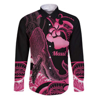 Aloha Hawaii Maui Family Matching Off The Shoulder Long Sleeve Dress and Hawaiian Shirt Valley Isle Humpback Whale Black LT14 Dad's Shirt - Long Sleeve Black - Polynesian Pride