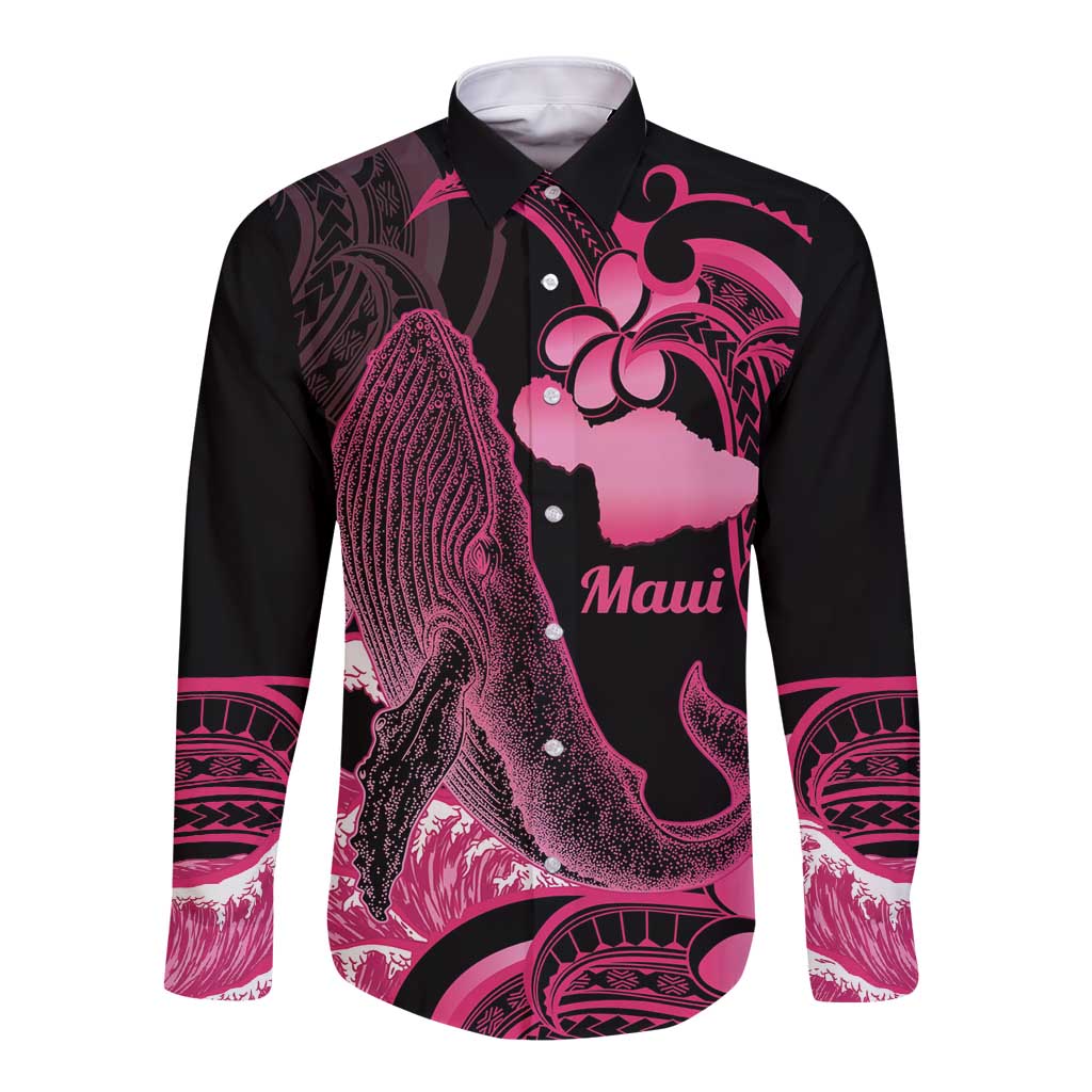 Aloha Hawaii Maui Long Sleeve Button Shirt Valley Isle Humpback Whale Black
