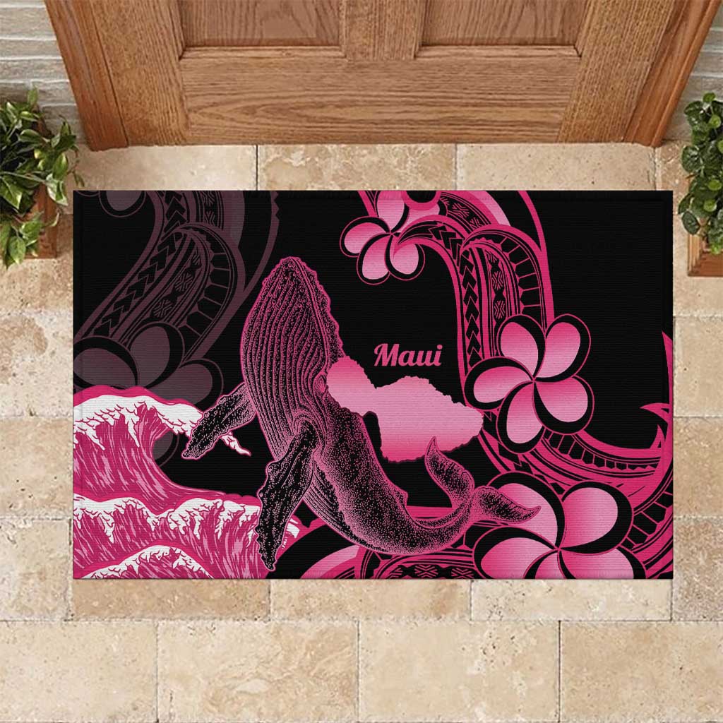 Aloha Hawaii Maui Rubber Doormat Valley Isle Humpback Whale Black LT14 Black - Polynesian Pride