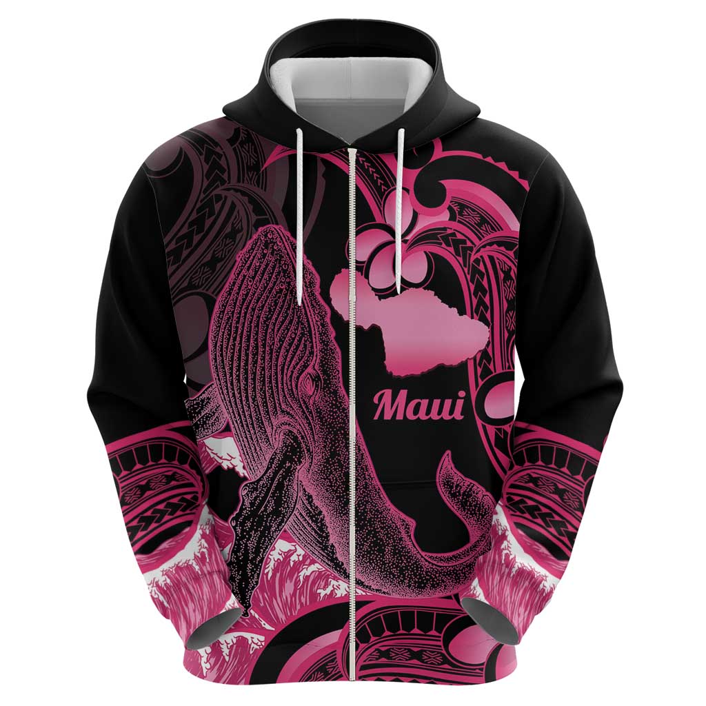 Aloha Hawaii Maui Zip Hoodie Valley Isle Humpback Whale Black