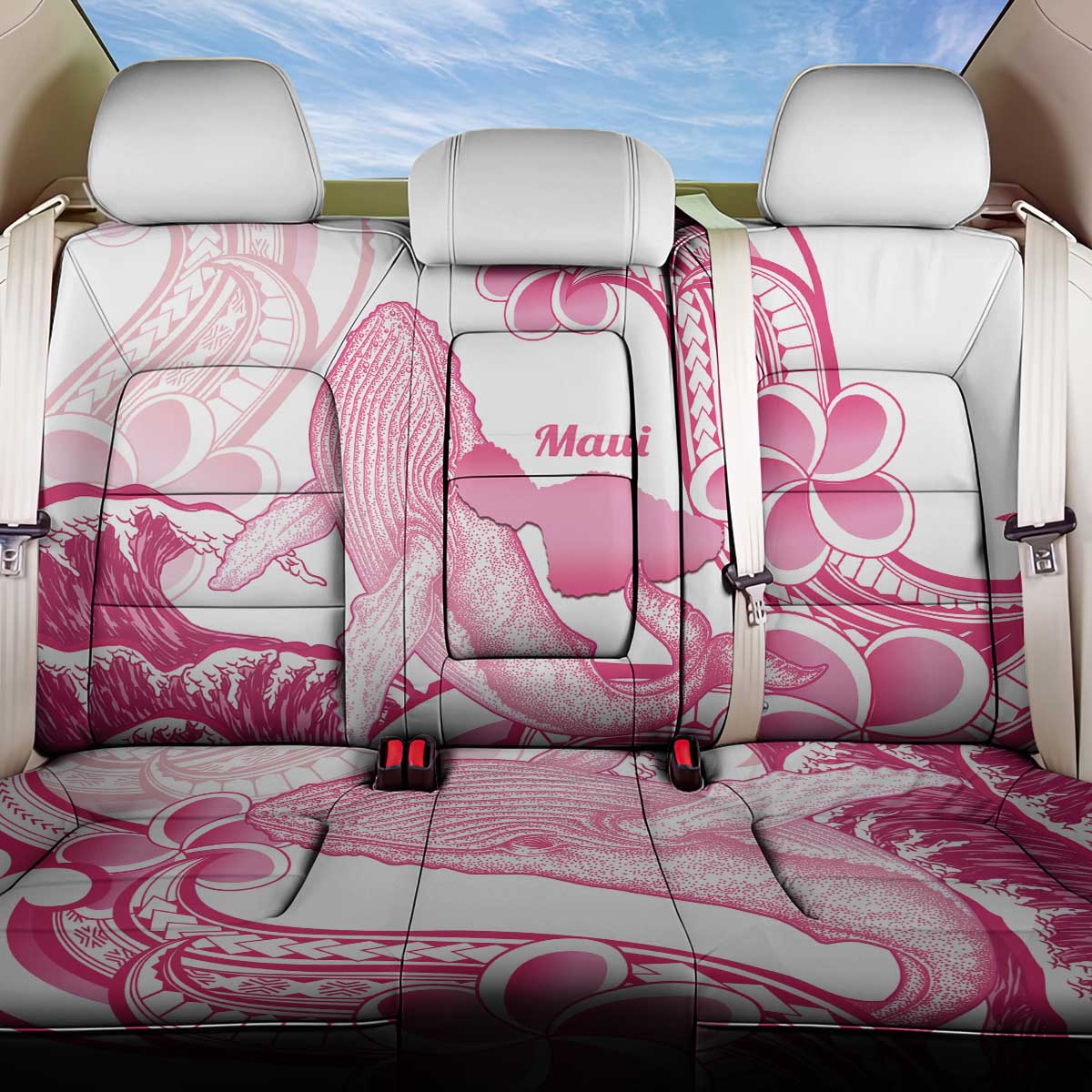 Aloha Hawaii Maui Back Car Seat Cover Valley Isle Humpback Whale White LT14 One Size White - Polynesian Pride