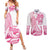 Aloha Hawaii Maui Couples Matching Summer Maxi Dress and Long Sleeve Button Shirt Valley Isle Humpback Whale White