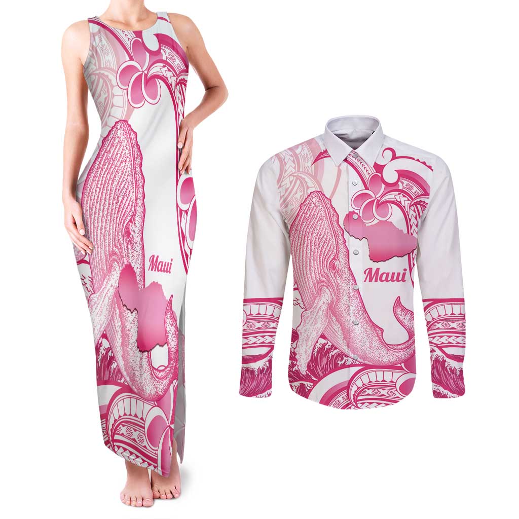 Aloha Hawaii Maui Couples Matching Tank Maxi Dress and Long Sleeve Button Shirt Valley Isle Humpback Whale White LT14 White - Polynesian Pride