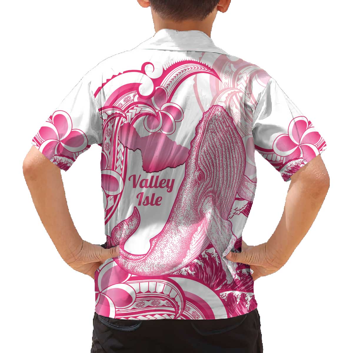 Aloha Hawaii Maui Family Matching Off The Shoulder Long Sleeve Dress and Hawaiian Shirt Valley Isle Humpback Whale White LT14 - Polynesian Pride