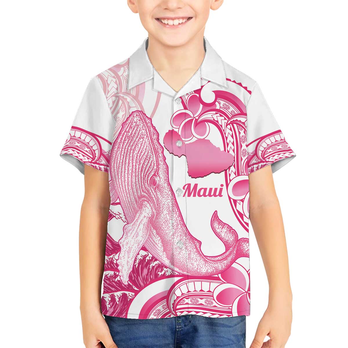 Aloha Hawaii Maui Family Matching Off The Shoulder Long Sleeve Dress and Hawaiian Shirt Valley Isle Humpback Whale White LT14 Son's Shirt White - Polynesian Pride