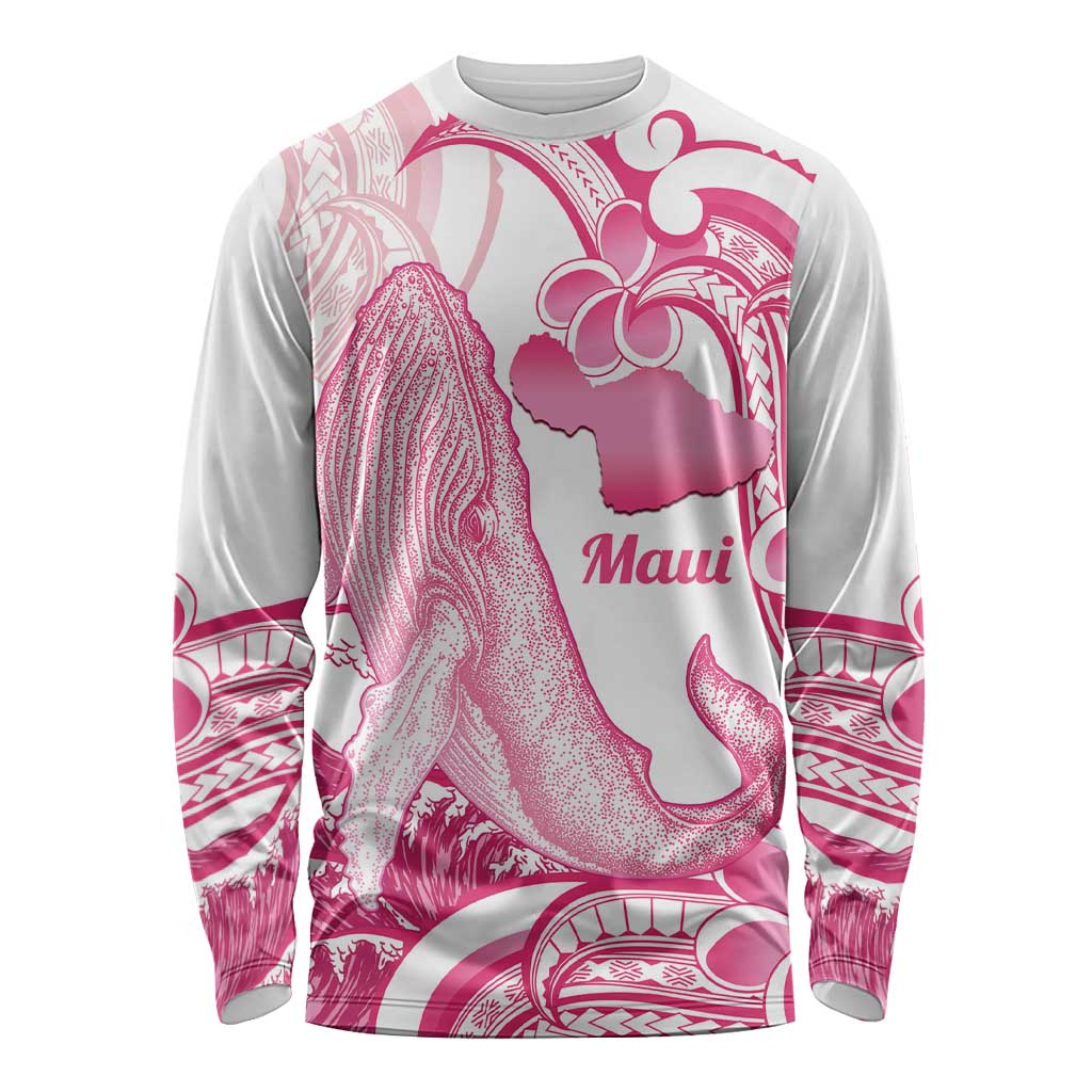 Aloha Hawaii Maui Long Sleeve Shirt Valley Isle Humpback Whale White LT14 Unisex White - Polynesian Pride