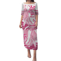 Aloha Hawaii Maui Puletasi Valley Isle Humpback Whale White LT14 Long Dress White - Polynesian Pride
