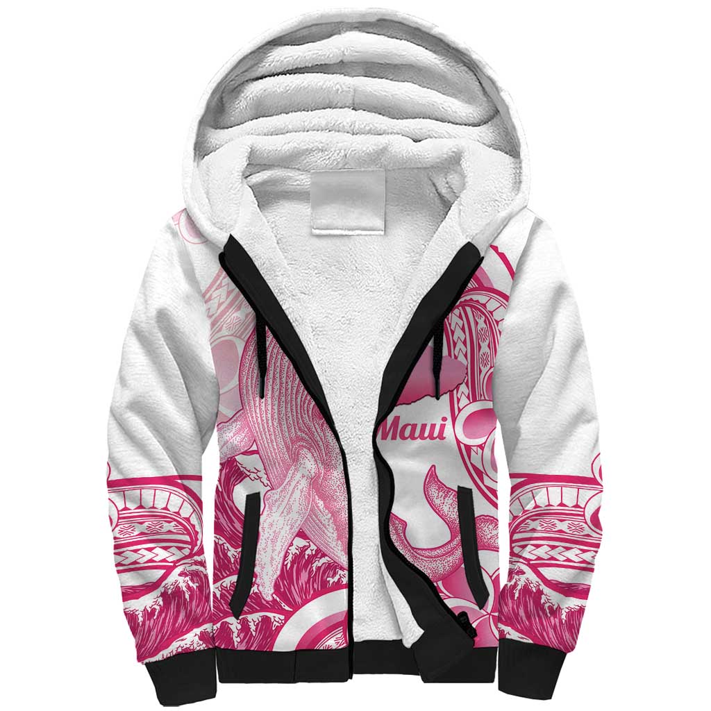 Aloha Hawaii Maui Sherpa Hoodie Valley Isle Humpback Whale White LT14 Unisex White - Polynesian Pride