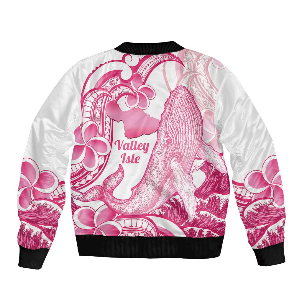 Aloha Hawaii Maui Sleeve Zip Bomber Jacket Valley Isle Humpback Whale White LT14 - Polynesian Pride
