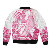 Aloha Hawaii Maui Sleeve Zip Bomber Jacket Valley Isle Humpback Whale White LT14 - Polynesian Pride
