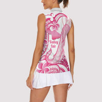 Aloha Hawaii Maui Women Sleeveless Polo Shirt Valley Isle Humpback Whale White