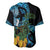 Turquoise New Zealand Kowhai And Piwakawaka Baseball Jersey Maori Ngaru Paua Shell