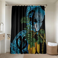 Turquoise New Zealand Kowhai And Piwakawaka Bathroom Set Maori Ngaru Paua Shell - Polynesian Pride