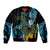 Turquoise New Zealand Kowhai And Piwakawaka Bomber Jacket Maori Ngaru Paua Shell