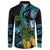 Turquoise New Zealand Kowhai And Piwakawaka Button Sweatshirt Maori Ngaru Paua Shell