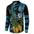 Turquoise New Zealand Kowhai And Piwakawaka Button Sweatshirt Maori Ngaru Paua Shell