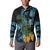 Turquoise New Zealand Kowhai And Piwakawaka Button Sweatshirt Maori Ngaru Paua Shell