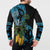 Turquoise New Zealand Kowhai And Piwakawaka Button Sweatshirt Maori Ngaru Paua Shell