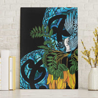 Turquoise New Zealand Kowhai And Piwakawaka Canvas Wall Art Maori Ngaru Paua Shell