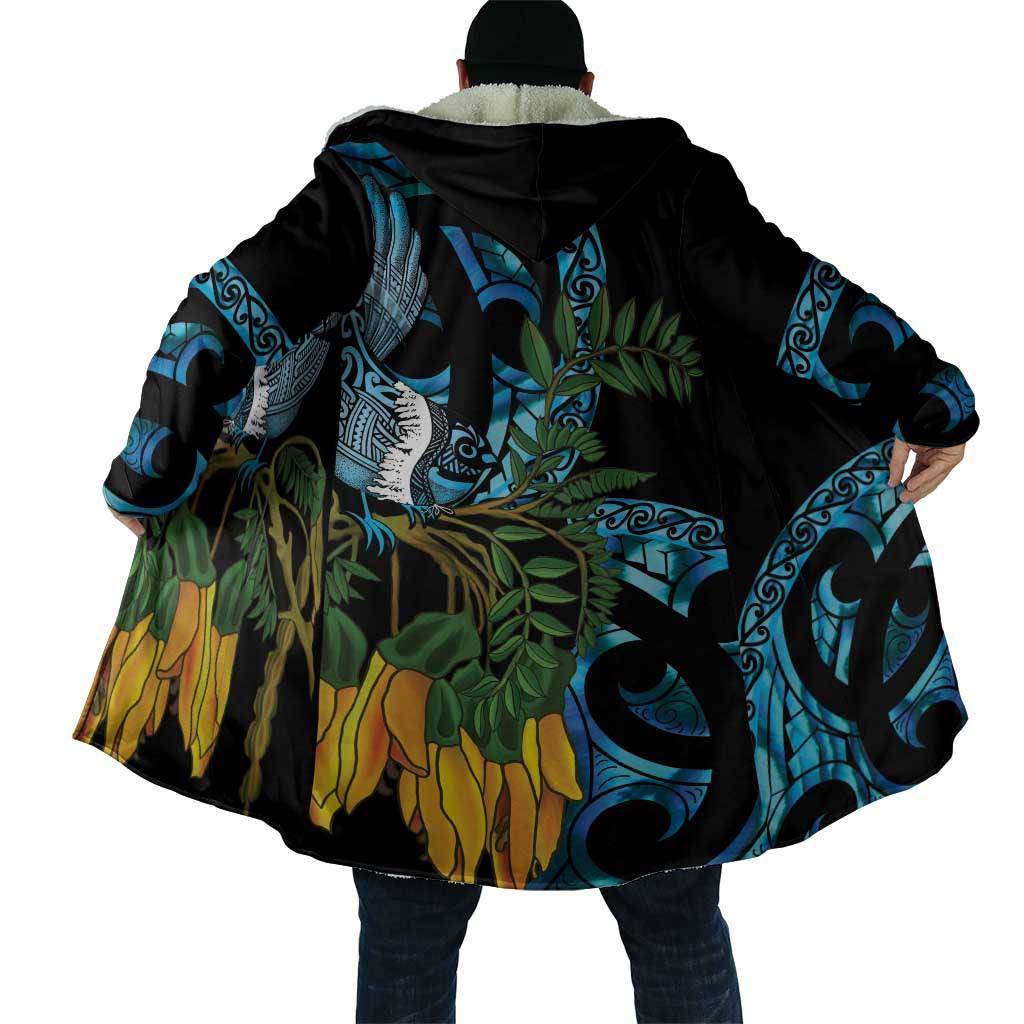 Turquoise New Zealand Kowhai And Piwakawaka Cloak Maori Ngaru Paua Shell - Polynesian Pride