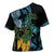 Turquoise New Zealand Kowhai And Piwakawaka Cross Shoulder Shirt Maori Ngaru Paua Shell - Polynesian Pride