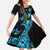 Turquoise New Zealand Kowhai And Piwakawaka Family Matching Long Sleeve Bodycon Dress and Hawaiian Shirt Maori Ngaru Paua Shell
