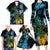 Turquoise New Zealand Kowhai And Piwakawaka Family Matching Long Sleeve Bodycon Dress and Hawaiian Shirt Maori Ngaru Paua Shell