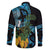Turquoise New Zealand Kowhai And Piwakawaka Family Matching Long Sleeve Bodycon Dress and Hawaiian Shirt Maori Ngaru Paua Shell