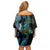 Turquoise New Zealand Kowhai And Piwakawaka Family Matching Off Shoulder Short Dress and Hawaiian Shirt Maori Ngaru Paua Shell
