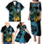 Turquoise New Zealand Kowhai And Piwakawaka Family Matching Puletasi and Hawaiian Shirt Maori Ngaru Paua Shell