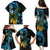 Turquoise New Zealand Kowhai And Piwakawaka Family Matching Puletasi and Hawaiian Shirt Maori Ngaru Paua Shell