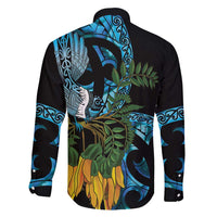 Turquoise New Zealand Kowhai And Piwakawaka Family Matching Short Sleeve Bodycon Dress and Hawaiian Shirt Maori Ngaru Paua Shell LT14 - Polynesian Pride