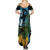 Turquoise New Zealand Kowhai And Piwakawaka Family Matching Summer Maxi Dress and Hawaiian Shirt Maori Ngaru Paua Shell