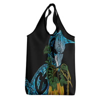 Turquoise New Zealand Kowhai And Piwakawaka Grocery Bag Maori Ngaru Paua Shell