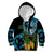 Turquoise New Zealand Kowhai And Piwakawaka Kid Hoodie Maori Ngaru Paua Shell