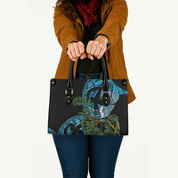 Turquoise New Zealand Kowhai And Piwakawaka Leather Bag Maori Ngaru Paua Shell - Polynesian Pride