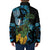 Turquoise New Zealand Kowhai And Piwakawaka Padded Jacket Maori Ngaru Paua Shell - Polynesian Pride