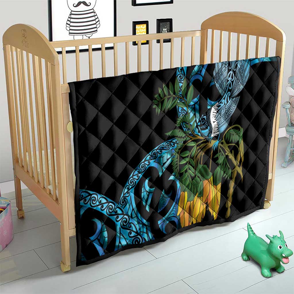 Turquoise New Zealand Kowhai And Piwakawaka Quilt Maori Ngaru Paua Shell