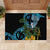 Turquoise New Zealand Kowhai And Piwakawaka Rubber Doormat Maori Ngaru Paua Shell