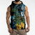 Turquoise New Zealand Kowhai And Piwakawaka Sleeveless Hoodie Maori Ngaru Paua Shell - Polynesian Pride