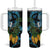 Turquoise New Zealand Kowhai And Piwakawaka Tumbler With Handle Maori Ngaru Paua Shell