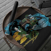 Turquoise New Zealand Kowhai And Piwakawaka Wrapping Paper Maori Ngaru Paua Shell - Polynesian Pride