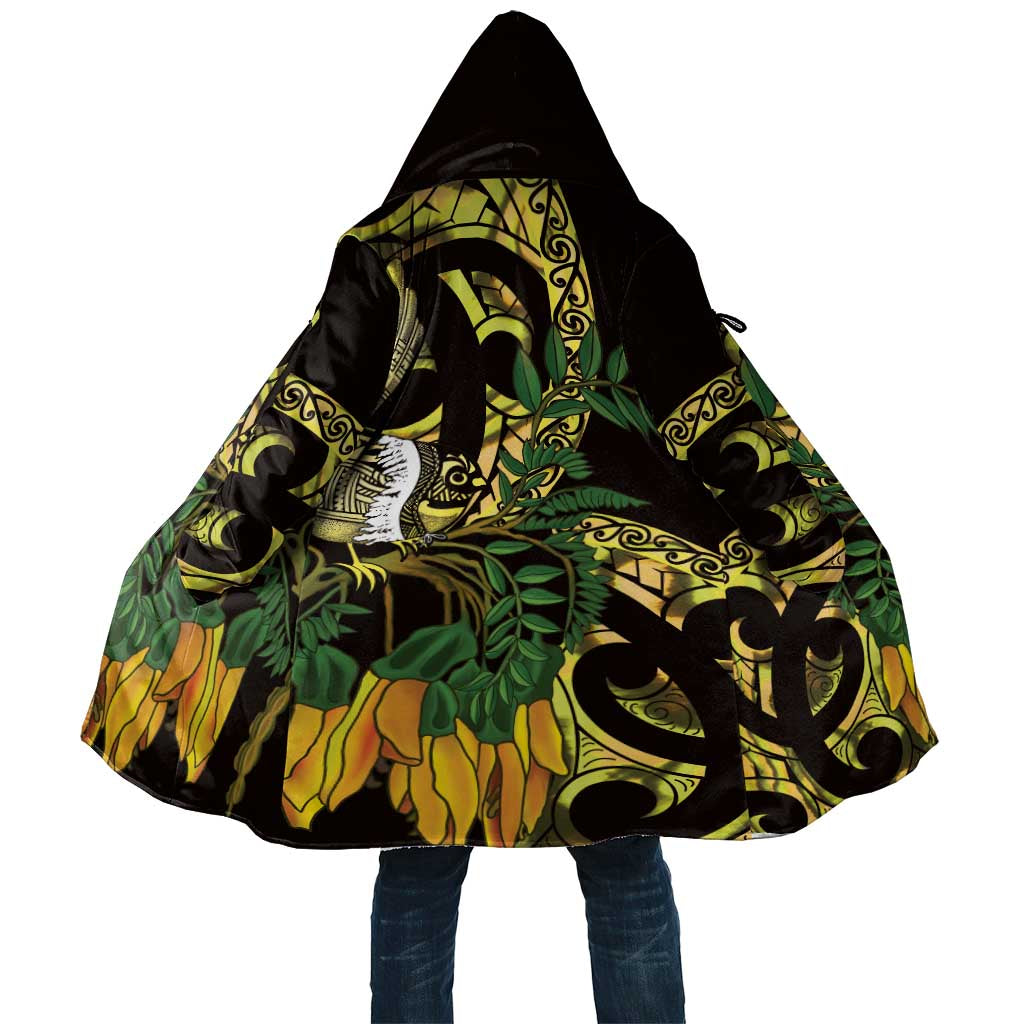 Yellow New Zealand Kowhai And Piwakawaka Cloak Maori Ngaru Paua Shell - Polynesian Pride